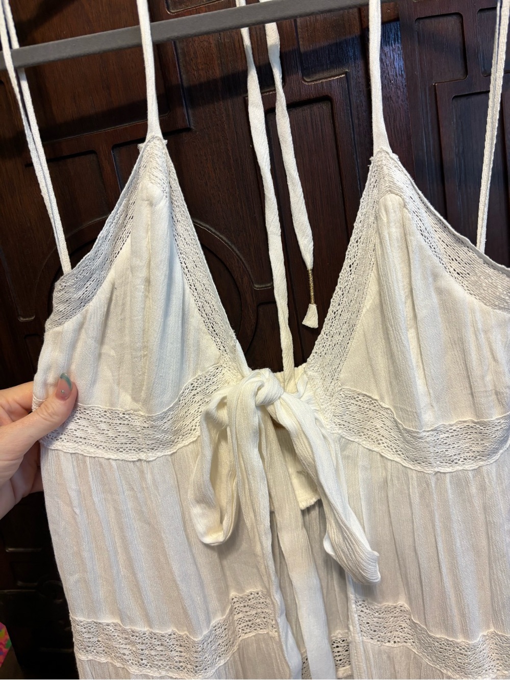 Free People White Crochet Tie-Front Maxi Tank - Picture 4 of 5